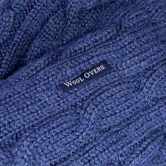 Woolovers Sweater L Blue Chunky Fisherman Cable Heavyweight 100% British Wool - Picture 6 of 12